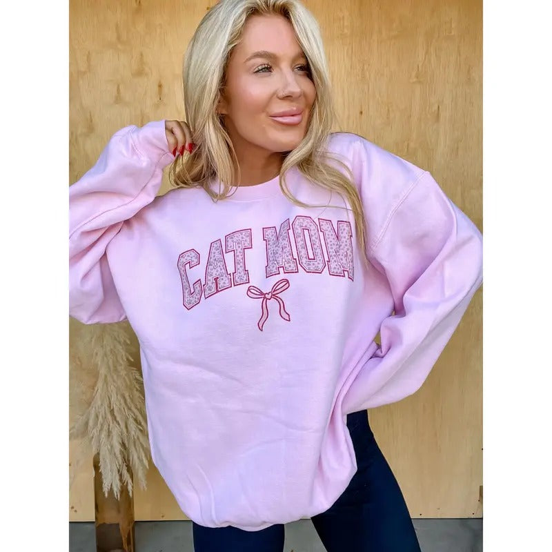 Cat Mom Bow Graphic Top T-Shirts, Hoodie, Sweatshirt | GrindPrints.com