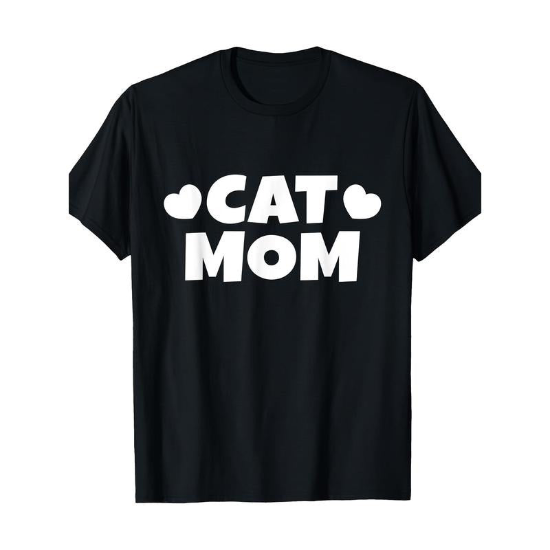 Cat Mom Graphic Tee for Women - 100% Cotton, Short Sleeve, Crew Neck