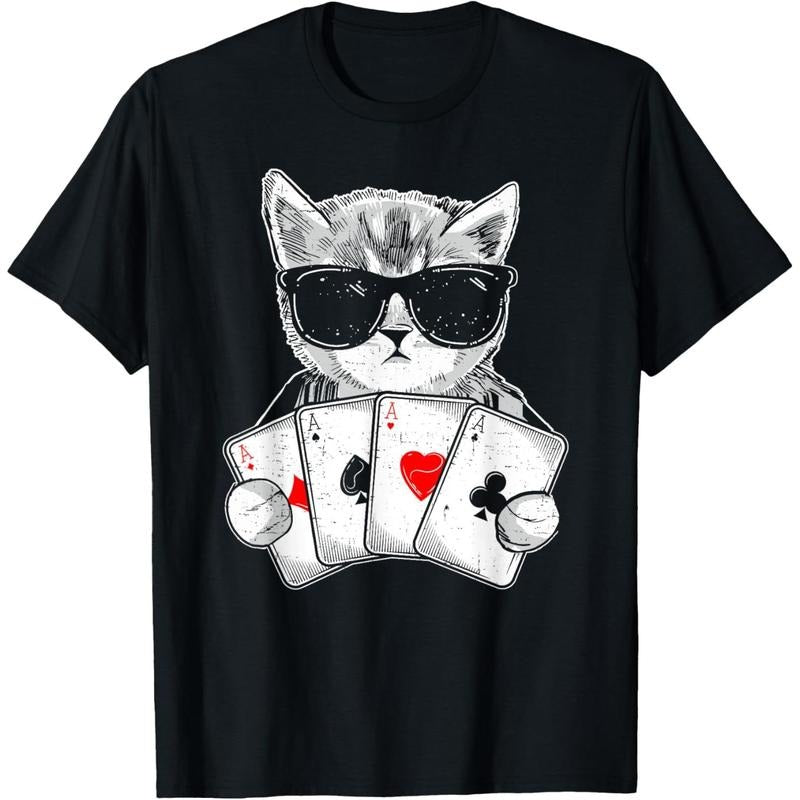 Cat Play Poker Gambling Casino Dealer Poker Player Gambler T-Shirt made in usa Hoodie, Sweatshirt | GrindPrints.com