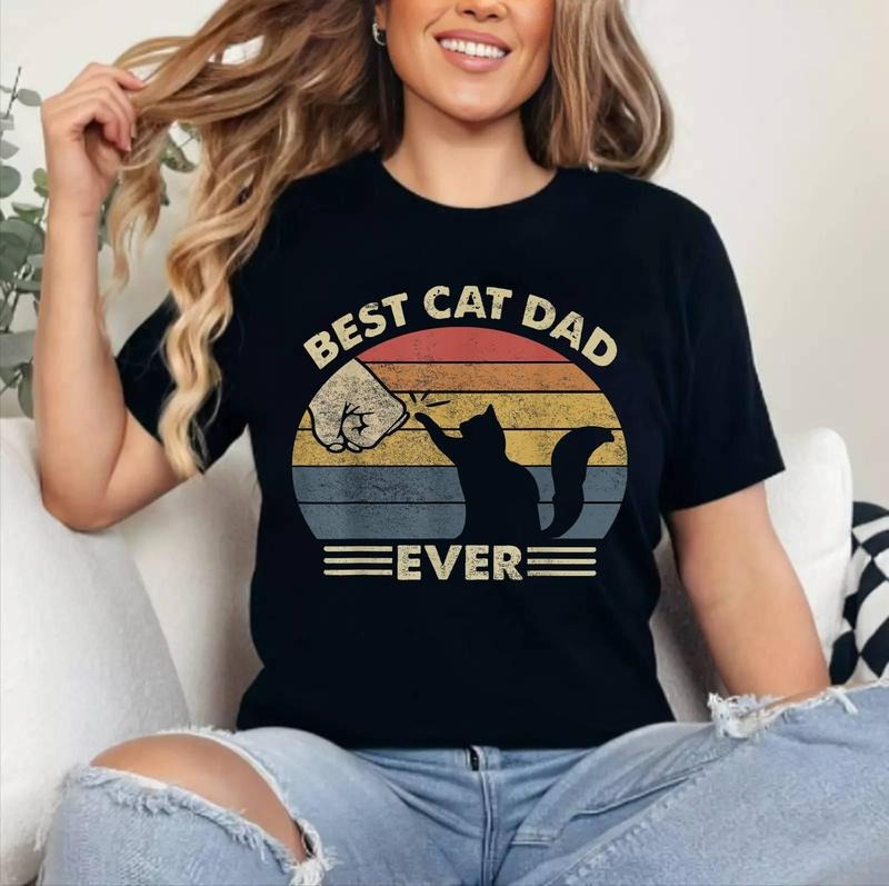 Cat-Shirt Men Best Cat Dad Ever Funny Dad T-Shirt ,Unisex Cotton, Top Womenswear Hoodie, Sweatshirt | GrindPrints.com
