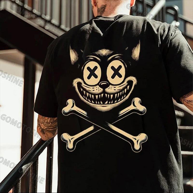 Cat Skull Print Men's T-Shirt Hoodie, Sweatshirt | GrindPrints.com