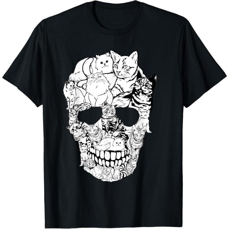 Cat Skull Shirt - Kitty Skeleton Halloween Costume Skull Cat T-Shirt  made in usa Hoodie, Sweatshirt | GrindPrints.com