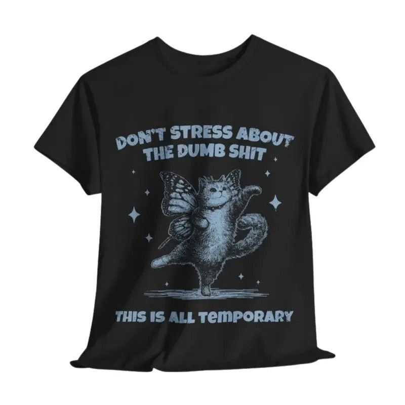 Cat With Butterfly Wings Vintage T Shirt, Retro 90s Cat Shirt, vintage 90s graphic tees, Don't stress about Funny Unisex...