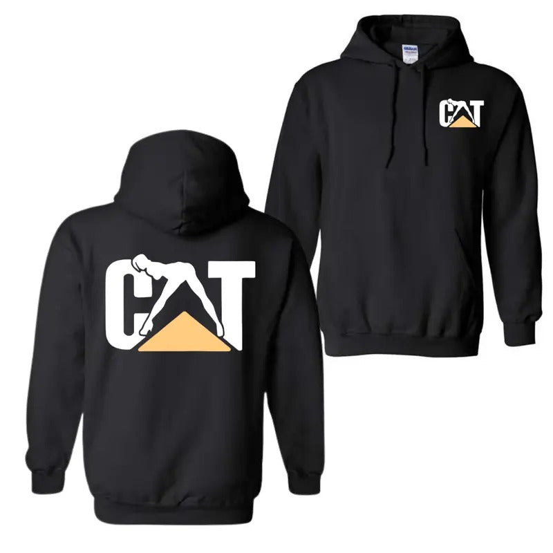 Cat With Woman Hoodie, Unisex Classic Fabric Shirt, Lady Cat tee, Menswear Sweaters Tops Pullover Human Casual Long...