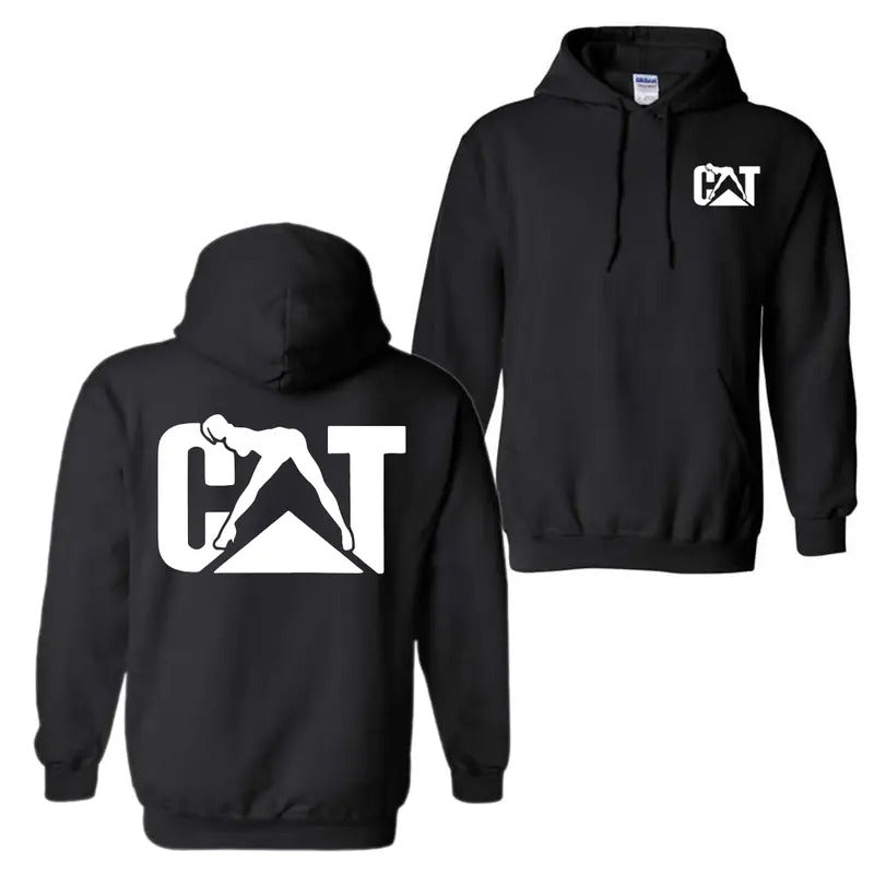 Cat with Woman Hoodie Sweatshirt T-Shirt, Aesthetic Unisex Classic Fabric Shirt, Lady Cat Tee, Menswear Sweaters Tops...