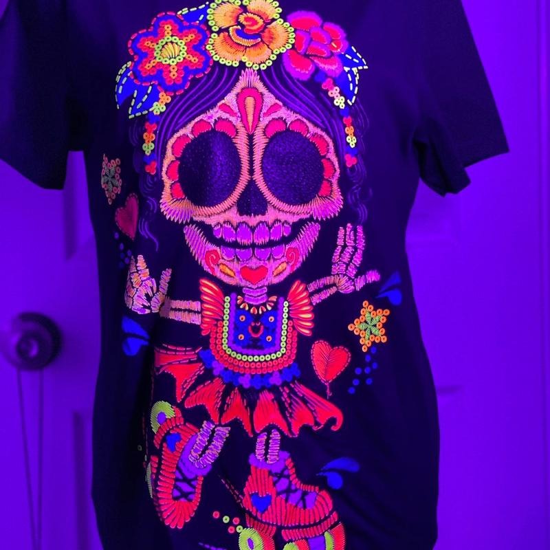 Catrina patines Cotton Black Casual T-Shirts, Hoodie, Sweatshirt | GrindPrints.com