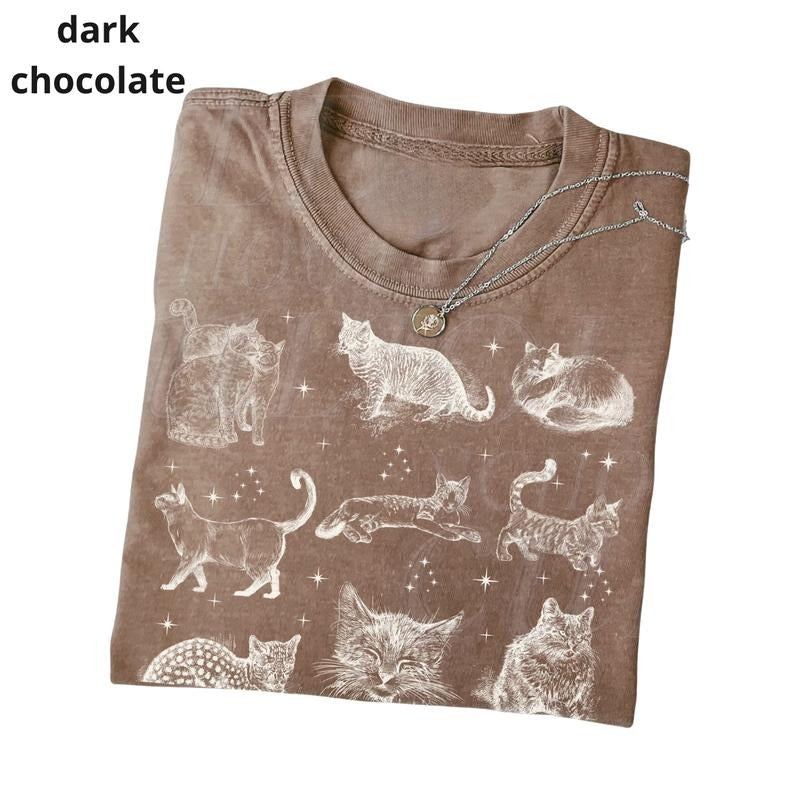 Cats 90s Vintage Style Tshirt, Retro Y2k Kitten Shirt, Cat Lovers Gift, Cute Cat Shirts, Nature Unisex Adult Cotton Shirt...