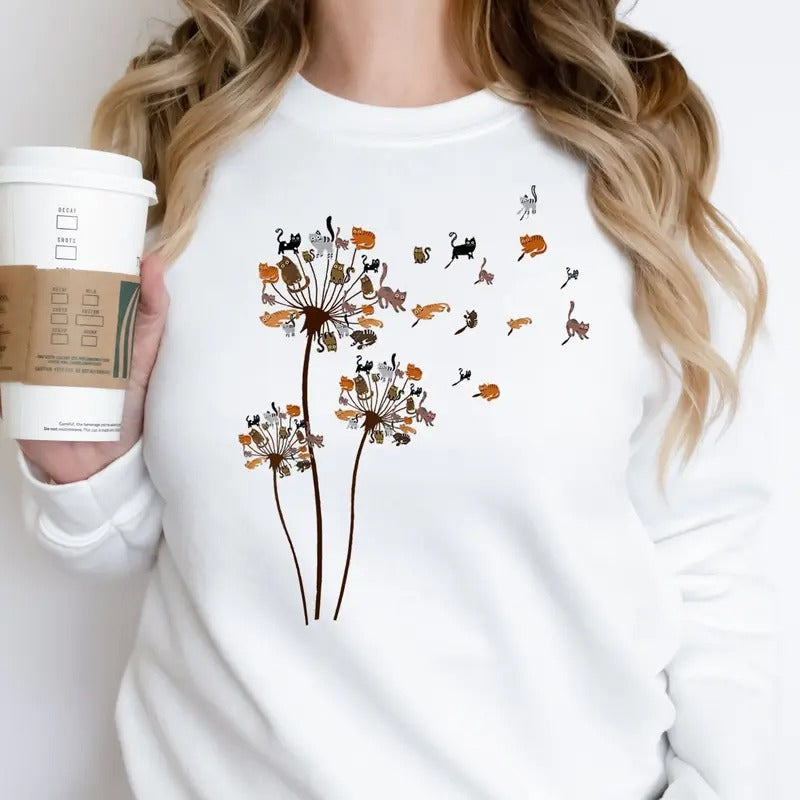 Cats Flower Fly Dandelion Cute Cat Lover Shirt Cat Lover Funny Cat Cool Cat T-Shirts, Hoodie, Sweatshirt