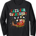 Cats For Everybody Santa Ugly Christmas Sweater Cat Theme Long Sleeve T-Shirt Hoodie, Sweatshirt | GrindPrints.com