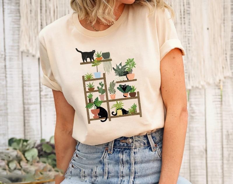 Cats Plants Shirt Plant Lady Plant Lover Gardener Shirt Shirts Cat Lover Succulent Plants Shirt Plant Lover Shirt Cat T-Shirts, Hoodie, Sweatshirt