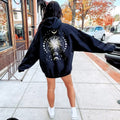 Celestial Boho Sun & Moon Phase Hoodie, Back Print Whimsigoth Sweatshirt, Spiritual Hoodie T-Shirts | GrindPrints.com