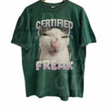 Certified Freak Cat Meme Graphic T-Shirt, Vintage Funny Cat Expression Graphic Tee, Cute Kitty Meme Unisex Retro Top, Fun...