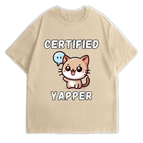 "Certified Yapper" Funny Meme Cat Tee - Unisex Graphic Tshirt Hoodie, Sweatshirt | GrindPrints.com