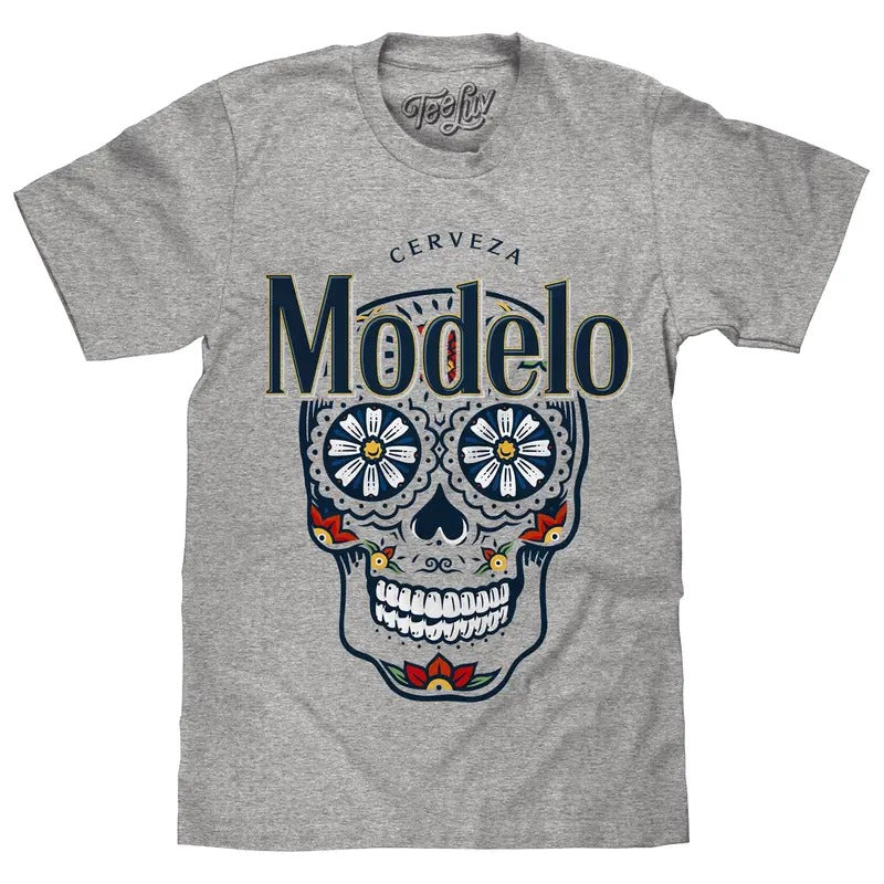 Cerveza Modelo Sugar Skull T-Shirt - Athletic Heather Gray Hoodie, Sweatshirt | GrindPrints.com
