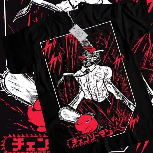 Chainsaw Man T-Shirt Chainsaw Man Anime CSM Denji Power Black Shirt All Size Hoodie, Sweatshirt | GrindPrints.com