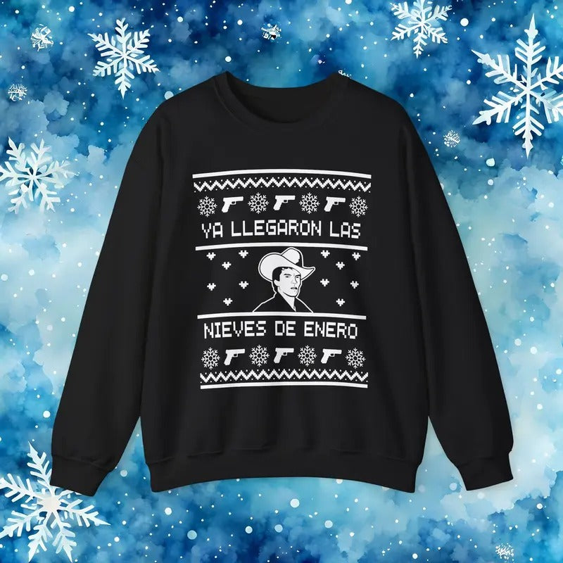 Chalino Ya Llegaron Las Nieves de Enero Ugly Christmas Sweater Sweatshirts sweater couple T-Shirts, Hoodie | GrindPrints.com