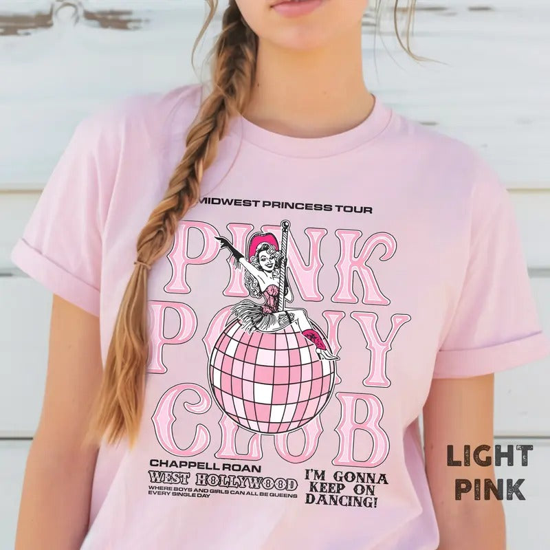 Chappell Roan Tshirt, Pink Pony Club Shirt, Midwest Princess 2024 Tour Shirt, Sapphic Lesbian WLW Pride Music Hoodie,...