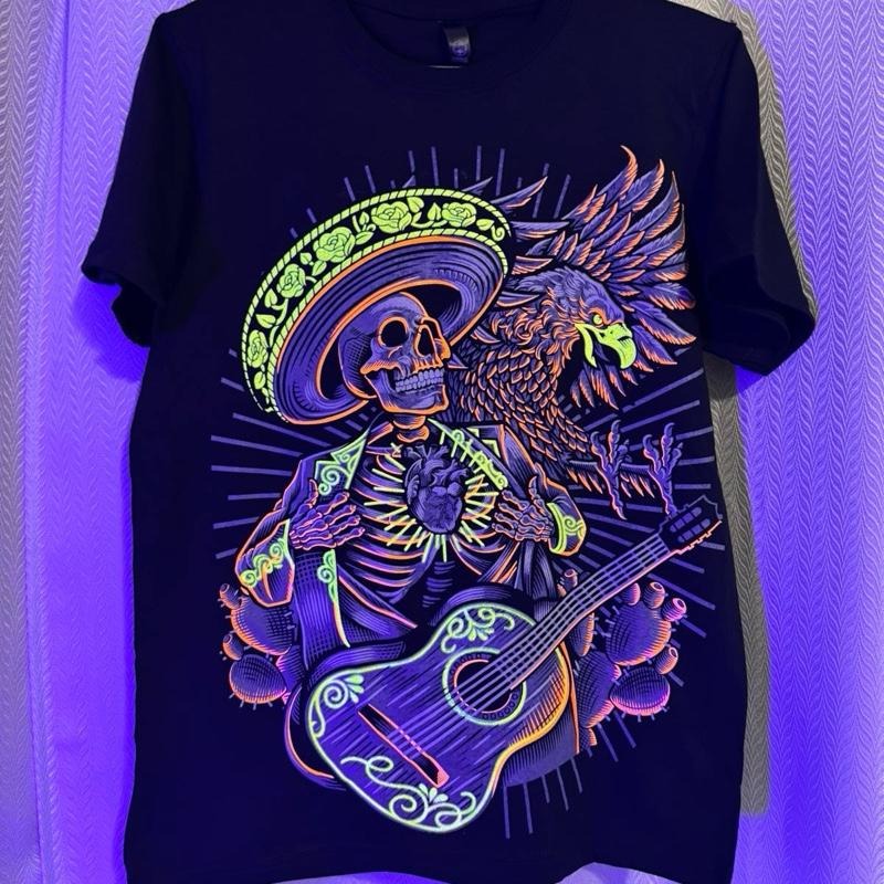 Charro Aguila T-Shirt - Black Shirt Featuring Colorful Aguila Skeleton Graphic Design Hoodie, Sweatshirt | GrindPrints.com