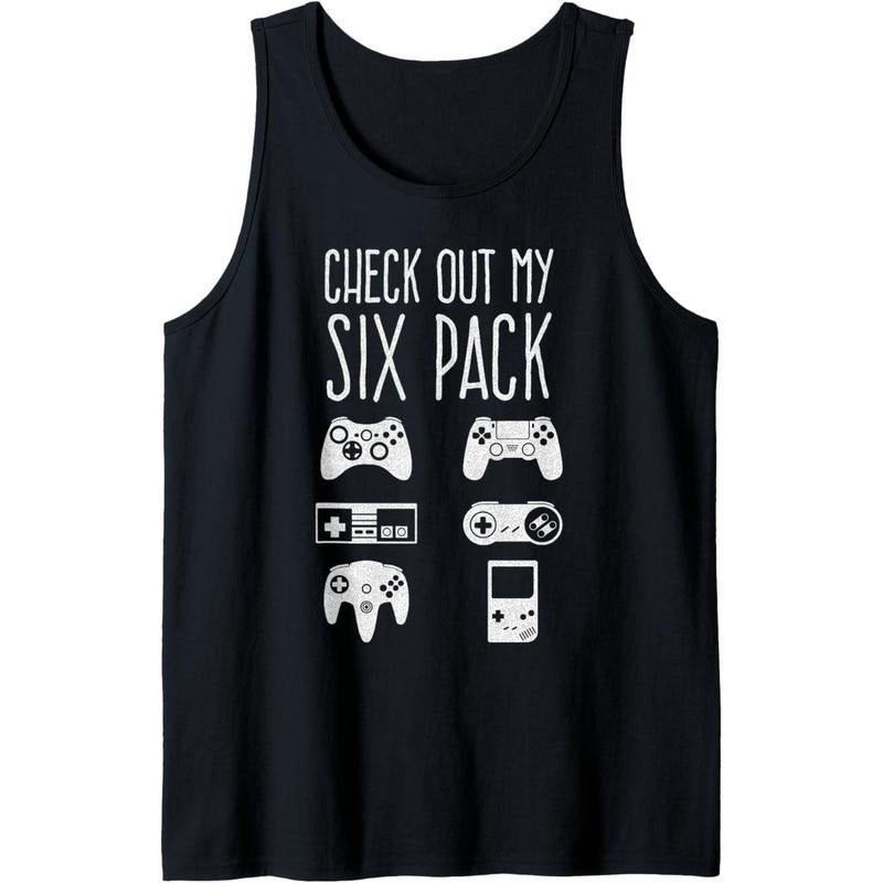 Check Out My Six Pack Video Game Controllers Funny Gamer Tank Top T-Shirts, Hoodie, Sweatshirt | GrindPrints.com
