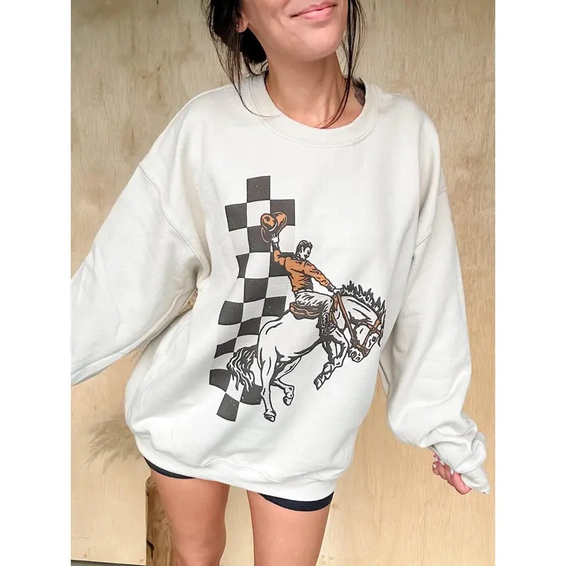 Checker Cowboy Graphic Top T-Shirts, Hoodie, Sweatshirt | GrindPrints.com