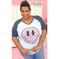 Checkerboard Smiley Graphic V-Neck T-Shirts, Hoodie, Sweatshirt | GrindPrints.com