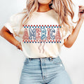 Checkered America Coquette T-Shirt, Retro 4th of July T-Shirt, Memorial Day T-Shirt, USA T-Shirt, Independence Day...