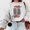 Checkered Boots Sweatshirt, western clothing hoodies, western outfits women, western tops T-Shirts | GrindPrints.com