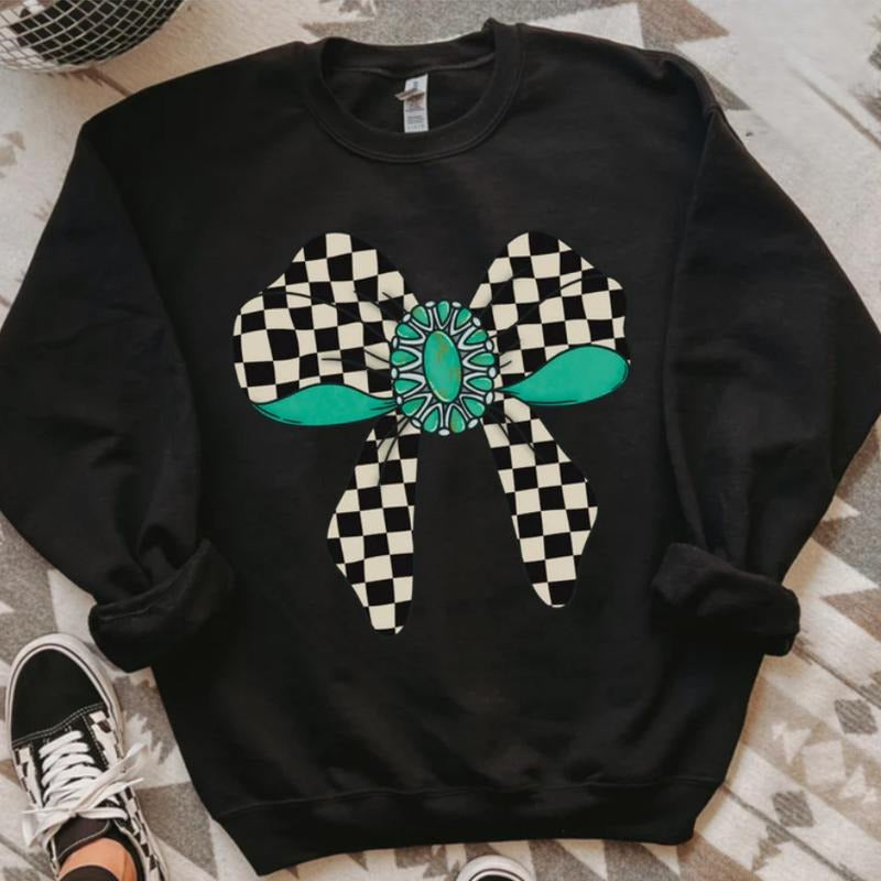 Checkered Bow Vintage Cowgirl Outfits Western Outfits Country Western Girl Tops Stuff Shirt T-Shirts, Hoodie, Sweatshirt