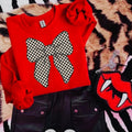 Checkered Bow Sweatshirt, Graphic Crewneck Sweatshirt, cowgirl outfits, western clothing, western tops outfits women,...