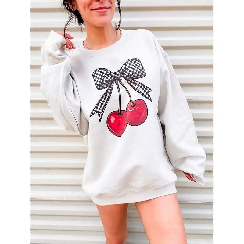 Checkered Cherries Graphic Top T-Shirts, Hoodie, Sweatshirt | GrindPrints.com