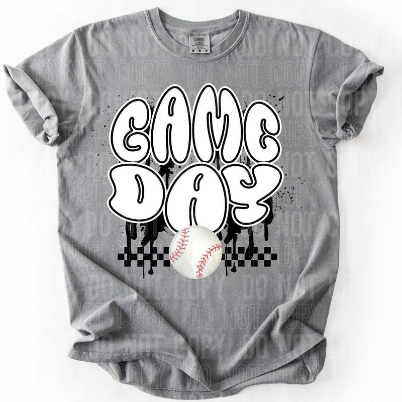 Checkered Game Day Baseball DTF Transfers - THIS IS NOT A SHIRT Hoodie, Sweatshirt | GrindPrints.com