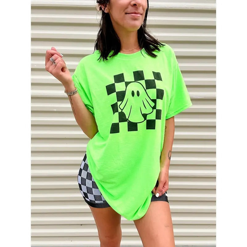 Checkered Ghost Graphic Tee Hoodie, Sweatshirt | GrindPrints.com