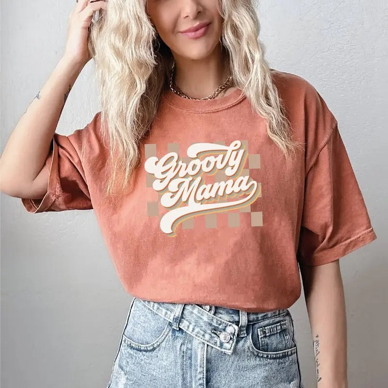 Checkered Mama Shirt Retro Mama Shirt Mom Life Shirt Motherhood Shirt Mom Mom T-Shirts, Hoodie, Sweatshirt