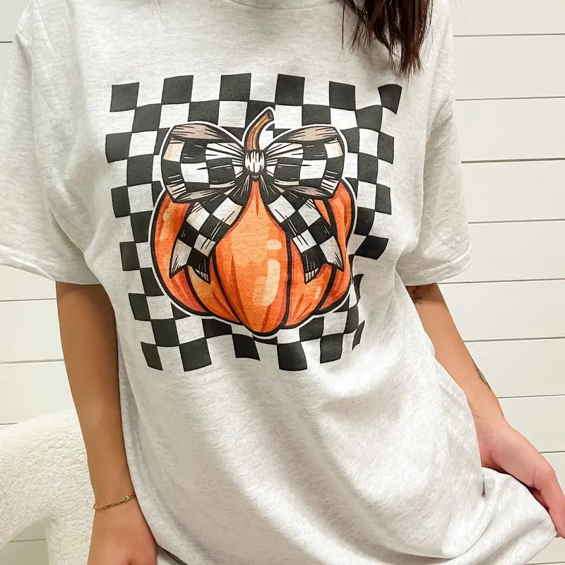Checkered Pumpkin Graphic Top T-Shirts, Hoodie, Sweatshirt | GrindPrints.com