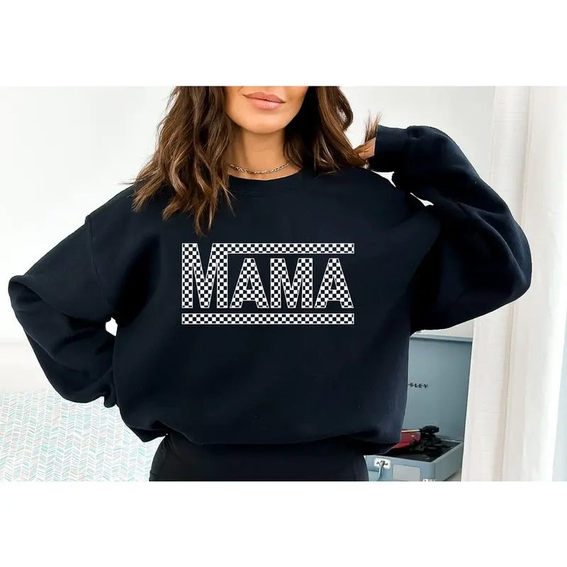 Checkered Retro Mama Varsity Mom Retro Shirt Mom Life Mama Mom Mom Hodie T-Shirts, Hoodie, Sweatshirt