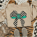 Checkered Turquoise Ribbon Sweatshirt, western clothing hoodies, western outfits women, western tops T-Shirts