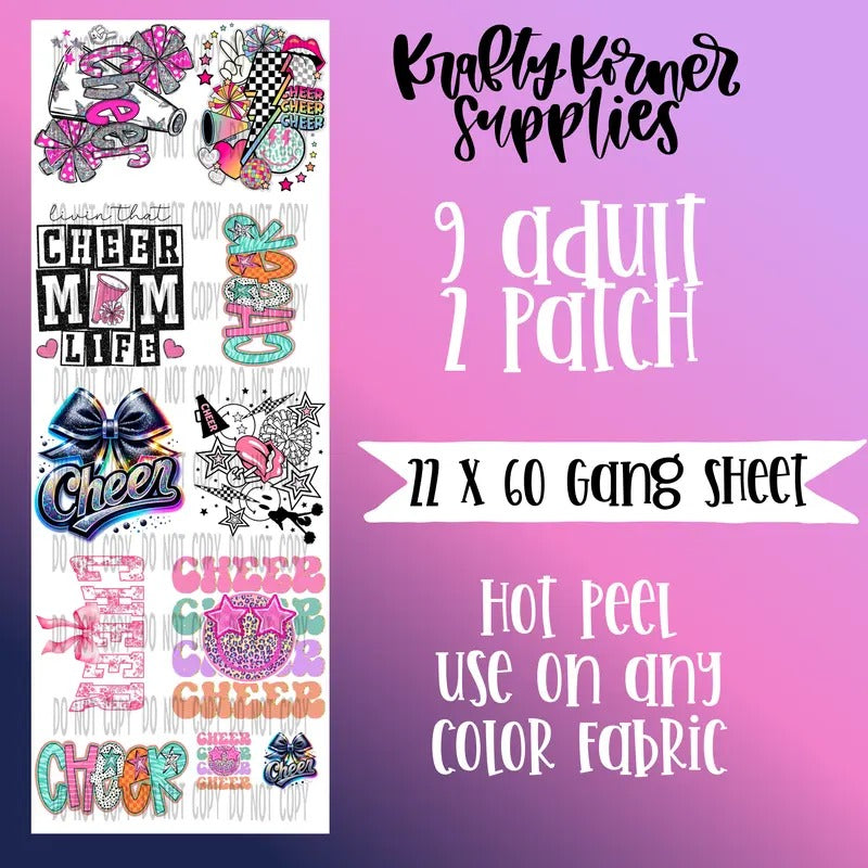 Cheer DTF Transfer Gang Sheet, 22 x 60 T-Shirts, Hoodie, Sweatshirt | GrindPrints.com