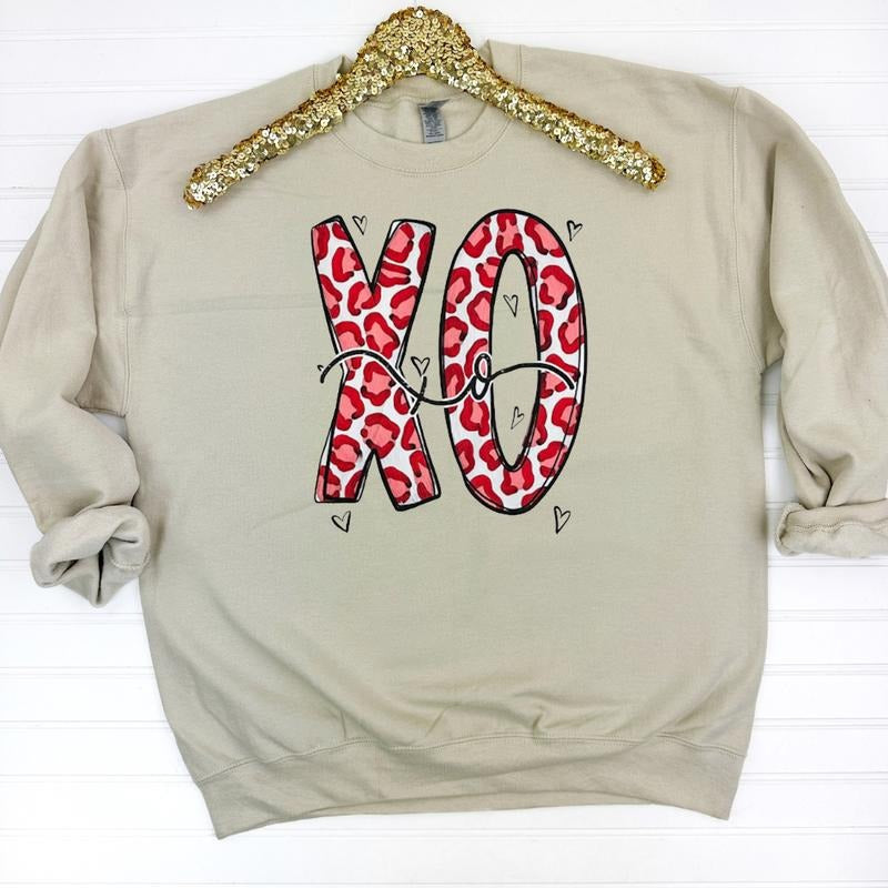 Cheetah XOXOXO Gildan Sweatshirt -- SAND T-Shirts, Hoodie | GrindPrints.com