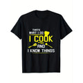 [Chef Geek Cotton Tee] Chef Geek 1pc Cotton Casual Crew Neck T-Shirt - Striped Applique, All-Season Sports & Outdoor Top...