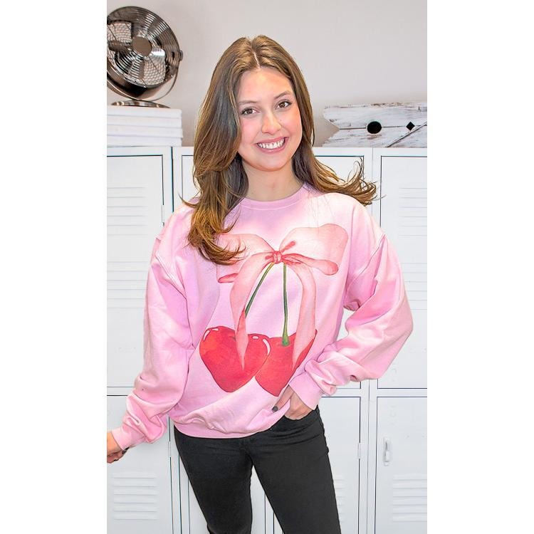 Cherry Bow Graphic Sweatshirt T-Shirts, Hoodie | GrindPrints.com