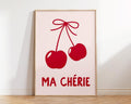 Cherry Poster, Cherry Bow Print, Trendy Wall Art, Coquette Room Decor, Aesthetic Print, Poster Prints No Frame, Gifts For...