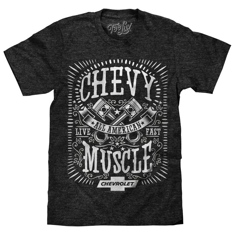 Chevrolet All American Muscle T-Shirt - Gray Hoodie, Sweatshirt | GrindPrints.com