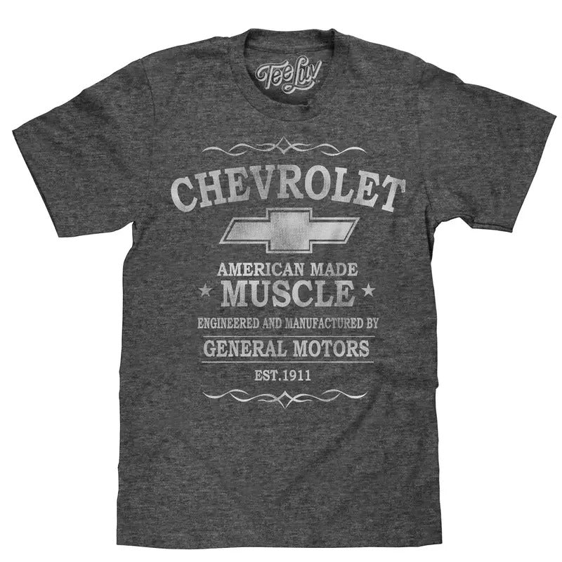 Chevrolet American Made Muscle T-Shirt - Gray Hoodie, Sweatshirt | GrindPrints.com