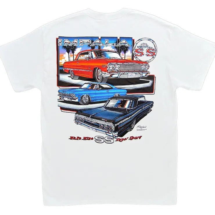 Chevrolet Impala SS White T-Shirt - Chevy Super Sport 409 1963 1964 1965 1966 Hoodie, Sweatshirt | GrindPrints.com