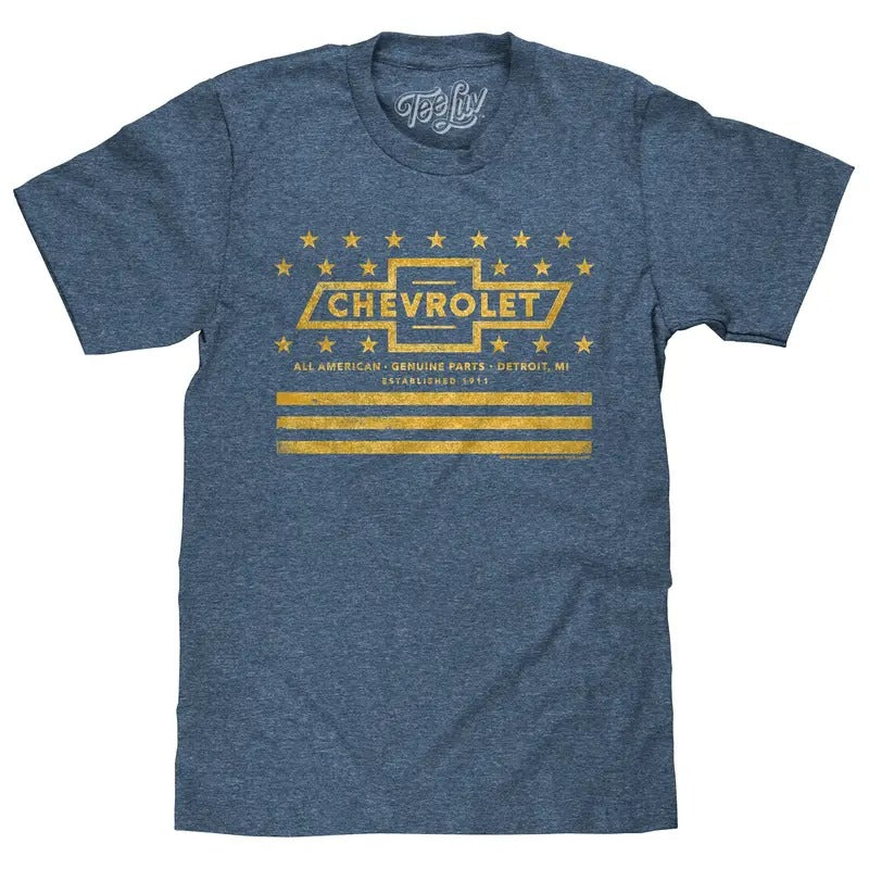Chevrolet Yellow Stars & Stripes T-Shirt - Gray Hoodie, Sweatshirt | GrindPrints.com