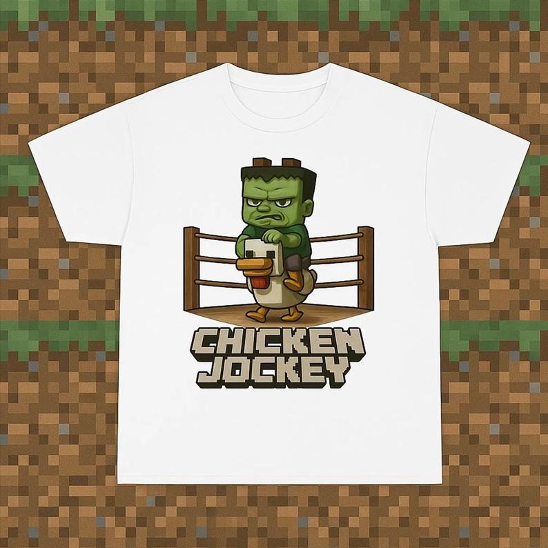 Chicken Jockey Tee, Fun Gift for Gamers, Casual Wear, Unisex Heavy Cotton Tee Hoodie, Sweatshirt | GrindPrints.com
