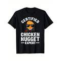 Chicken Nuggets Print Men's Cotton Round Neck Print Tee, Short-Sleeve Comfy T-Shirt, Loose Casual Top, Men's Clothing As...
