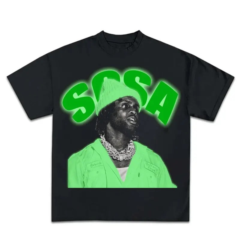 Chief Sosa Green Graphic Big Face Rap Tee Shirt Retro Top Streetwear Hoodie, Sweatshirt | GrindPrints.com
