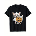 Chihuahua Ghost Dog Pumpkin Cotton Crew Neck Knit Fabric Slight Stretch Regular Fit Casual Applique Detail Ideal Thanksgiving & Made USA T-Shirts, Hoodie, Sweatshirt
