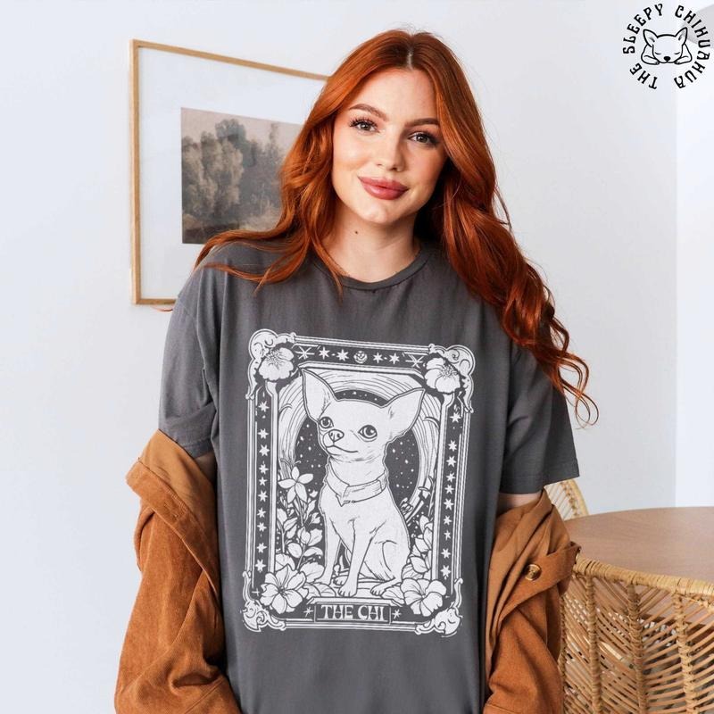 Chihuahua Tarot Card T-Shirt, Chihuahua Mom tshirt, Chihuahua Dad Shirt, Cute Chihuahua Lover Shortsleeve Tee, Chihuahua...